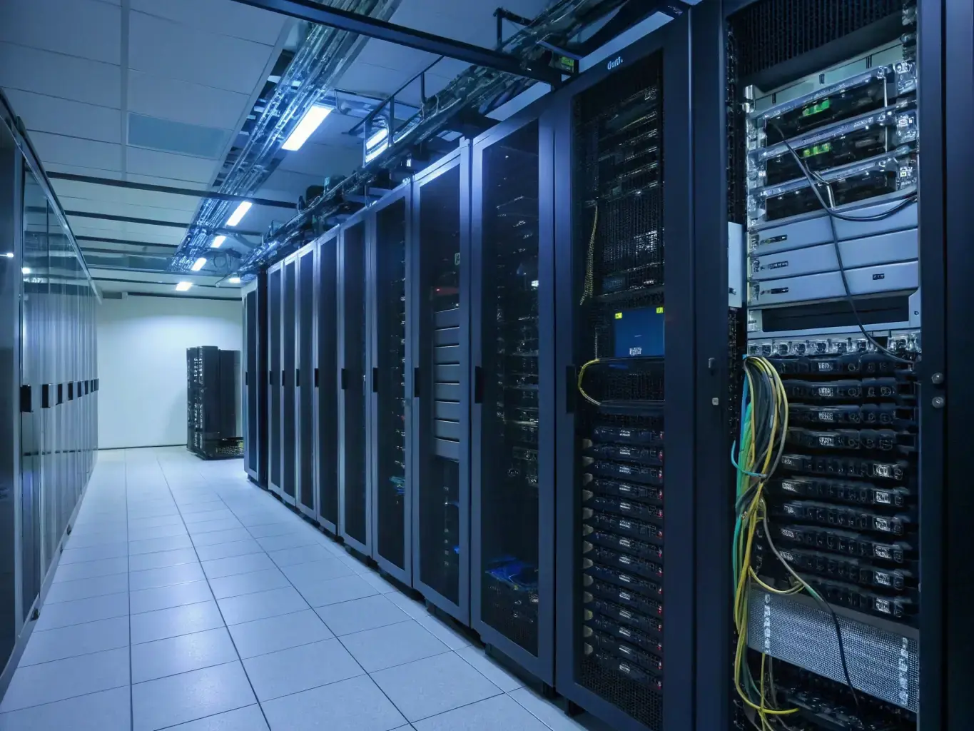 A clean, organized data center rack with neatly arranged networking equipment, showcasing DataTel 360's expertise in optimizing network infrastructure.